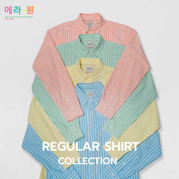 era-won Premium Quality เสื้อเชิ้ต คอปก Dress shirt Regular Shirt แขนยาว สี Rainbow 4 colors ICCSHOPPING