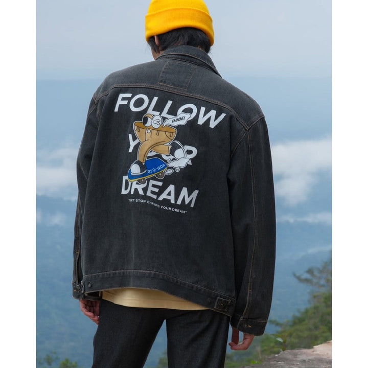 era-won เสื้อยีนส์ DENIM JACKET OVERSIZE ART TOY สี Black ICCSHOPPING