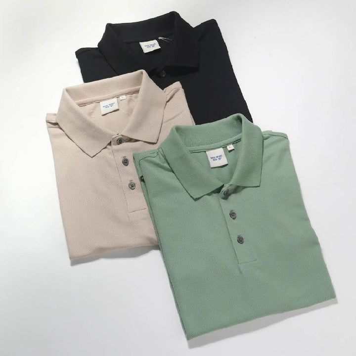 era-won เสื้อโปโล แขนสั้น ทรงสลิม Polo Shirt แพค 3 ตัว 3 สี (เขียว เบจ ดำ) ICCSHOPPING