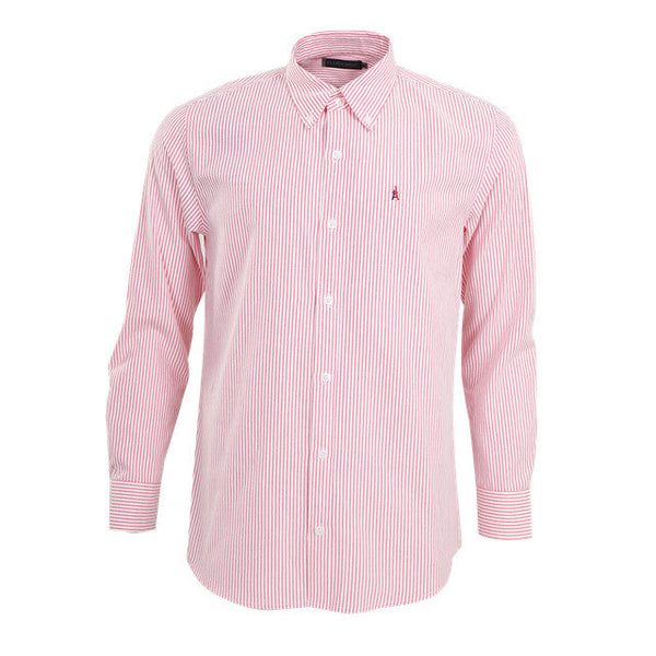 ELLE HOMMEเสื้อเชิ้ตคอปก แขนยาว ผ้า ค๊อตตอนผสม  สาปเบิ้ล มีกระดุมปก ลายริ้ว ทรงสมาร์ท มีให้เลือก 2 สีรุ่น - W8B681 ICCSHOPPING