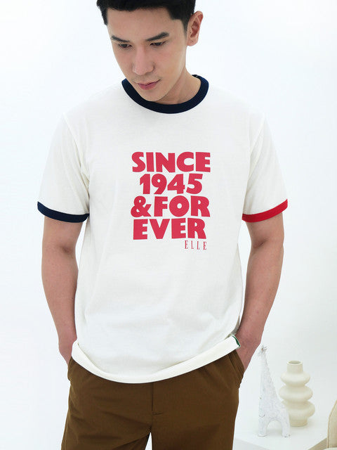 ELLE HOMME เสื้อยืด T-SHIRT สกรีน SIN1945&FOREVER ที่ด้านหน้า รุ่น W8T920 ICCSHOPPING