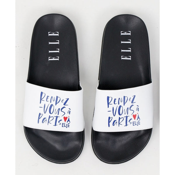 ELLE SHOES รองเท้าแตะ PVC แบบสวม ใส่ได้ทั้งชายและหญิง สีดำ 