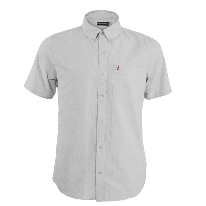 ELLE HOMME | เชิ้ตคอปก แขนสั้น style caule  ทรง RUGULAR  มี 3 สี สีกรมท่า  สีขาว สีเทา |รุ่น- W8B676 ICCSHOPPING