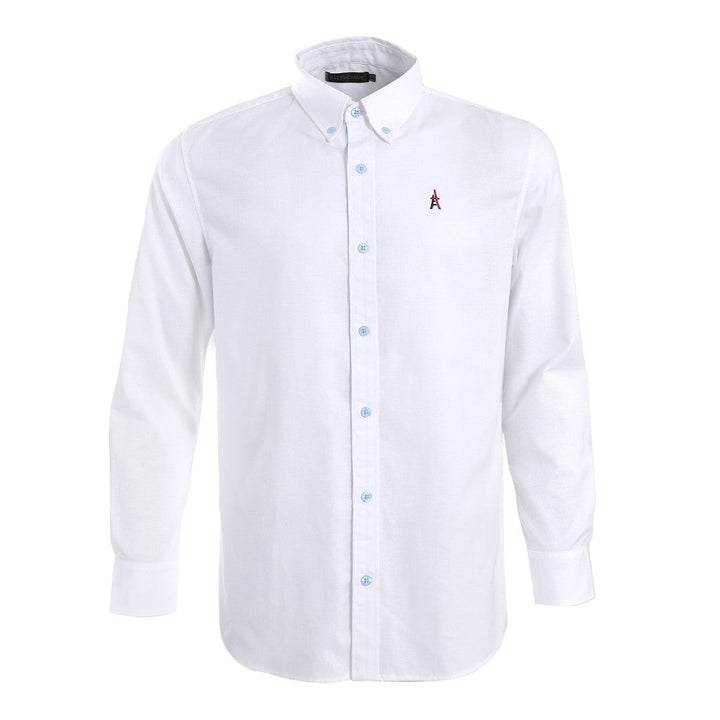 ELLE HOMME เสื้อเชิ้ตแขนยาว สีพื้น ชายโค้ง สีขาว รุ่น W8B685 ELLE HOMME