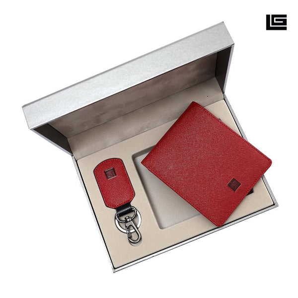 Guy Laroche Giftset กระเป๋าสตางค์พับสั้น + พวงกุญแจ รุ่น MGG0081 - สีแดง 