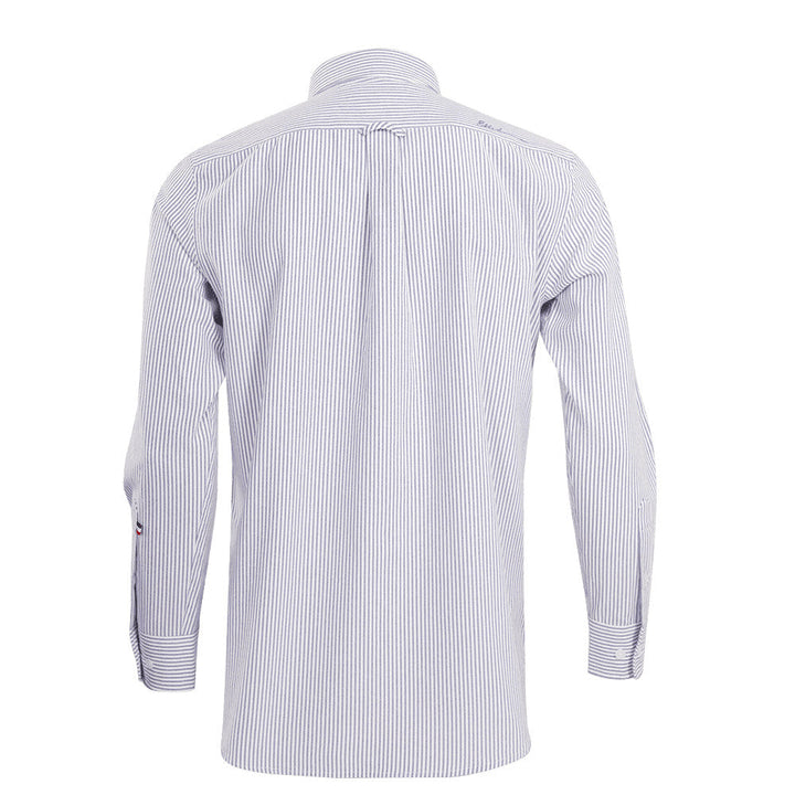 ELLE HOMMEเสื้อเชิ้ตคอปก แขนยาว ผ้า ค๊อตตอนผสม  สาปเบิ้ล มีกระดุมปก ลายริ้ว ทรงสมาร์ท มีให้เลือก 2 สีรุ่น - W8B681 ICCSHOPPING