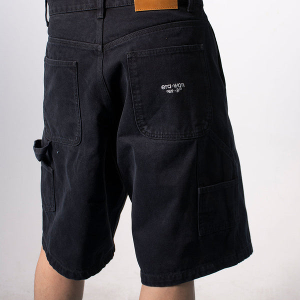 era-won กางเกงยีนส์ขาสั้น SHORTS Carpenter สี Black time/ดำฟอก-Draft