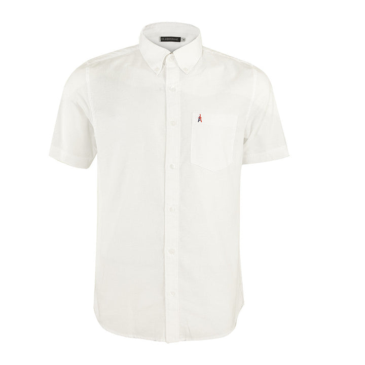 ELLE HOMME | เชิ้ตคอปก แขนสั้น style caule  ทรง RUGULAR  มี 3 สี สีกรมท่า  สีขาว สีเทา |รุ่น- W8B676 ICCSHOPPING