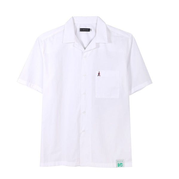 ELLE HOMME เสื้อเชิ้ตแขนสั้น สีพื้น ชายตรง สีขาว รุ่น W8B684 ICCSHOPPING