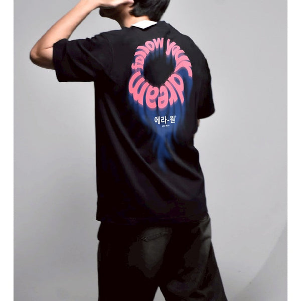 era-won เสื้อ T-Shirt Oversize Screen ภาษาไทย สี Follow Your Dream (Black)-Draft