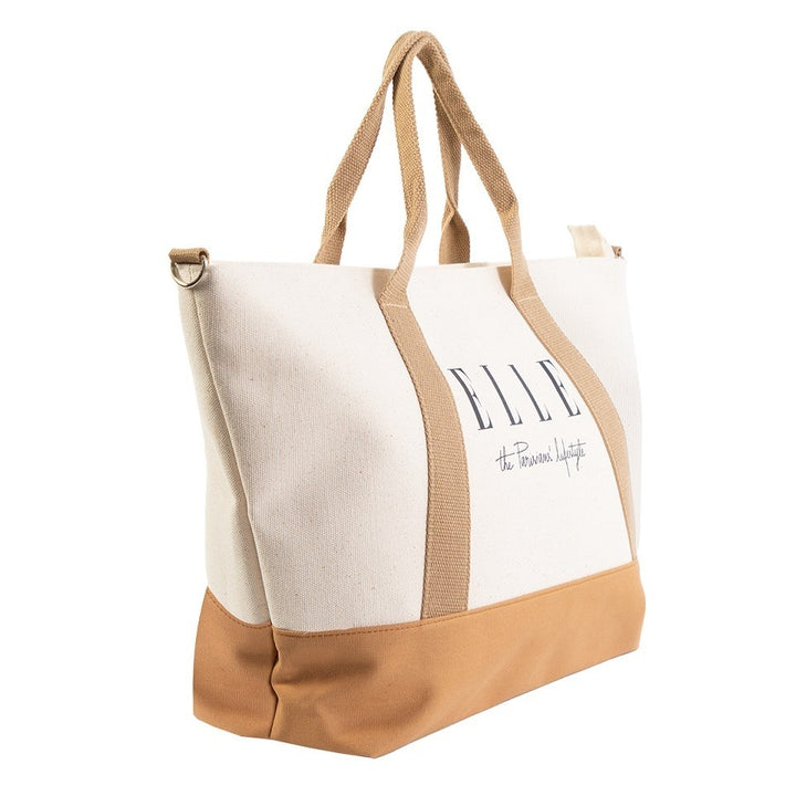 ELLE HOMME BAG กระเป๋าผ้า CANVAS กระเป๋าสะพายใบใหญ่ มีซิป H8H008 