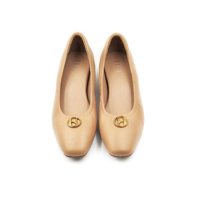 ELLE SHOES รองเท้าหุ้มส้นหัวมน ส้นสูง 1 นิ้ว หนังแกะแท้ มีให้เลือก 3 สี รุ่น ELBL001 ICCSHOPPING
