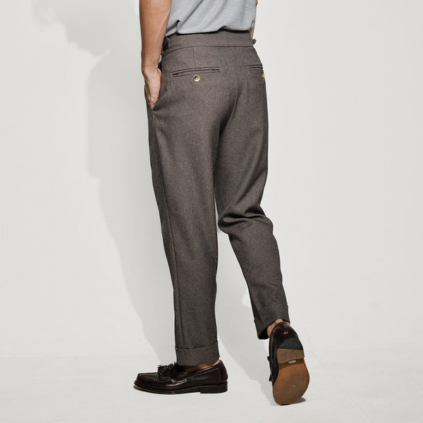 era-won กางเกงขายาว รุ่น Double Belts Trousers V5 ทรง Skinny Crop เอวสูง สี Dark Grey