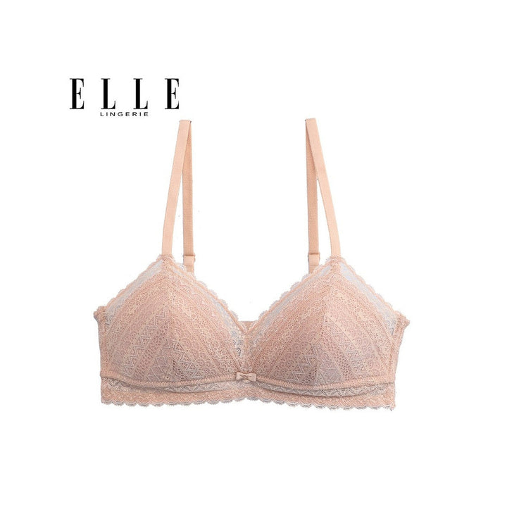 ELLE Lingerie Padded bra ยกทรงรูปแบบเต้าสามเหลี่ยมไม่มีโครงตกแต่งผ้าลูกไม้ - LB6735 ICCSHOPPING