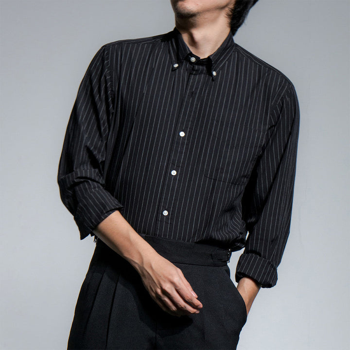 era-won Premium Quality เสื้อเชิ้ต คอปก Dress shirt  แขนยาว สี Black era-won