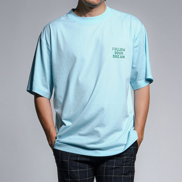 era-won เสื้อยืด T-SHIRT OVERSIZE ART TOY สี LIGHT BLUE (คอชั้นเดียว) ICCSHOPPING