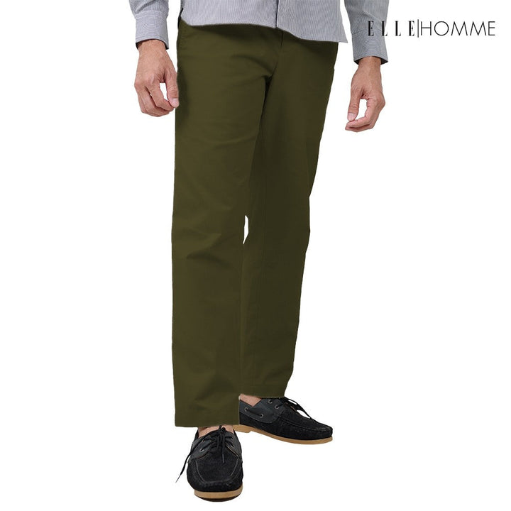 ELLE HOMME | กางเกงขายาวชิโน่ ทรงสลิมฟิต เนื้อผ้า Cotton 100% ใส่สบาย ระบายอากาศได้ดี | W8L274 ICCSHOPPING