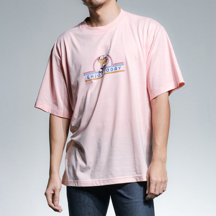 era-won เสื้อยืด T-SHIRT OVERSIZE ART TOY สีLIGHT PINK (คอชั้นเดียว) ICCSHOPPING