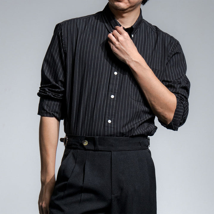 era-won Premium Quality เสื้อเชิ้ต คอปก Dress shirt  แขนยาว สี Black era-won