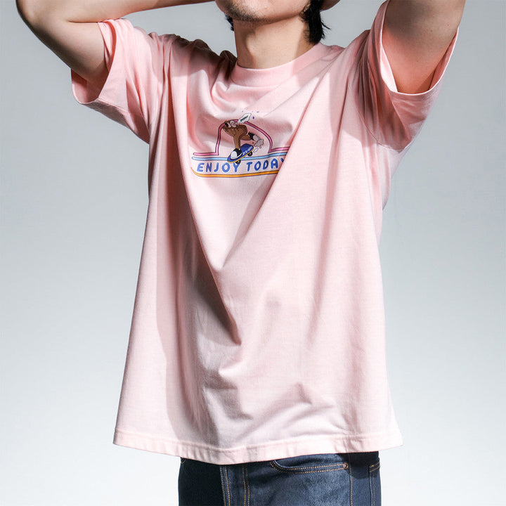 era-won เสื้อยืด T-SHIRT OVERSIZE ART TOY สีLIGHT PINK (คอชั้นเดียว) ICCSHOPPING