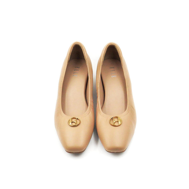 ELLE SHOES รองเท้าหุ้มส้นหัวมน ส้นสูง 1 นิ้ว หนังแกะแท้ มีให้เลือก 3 สี รุ่น ELBL001 ICCSHOPPING