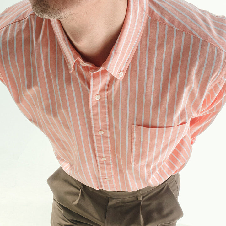 era-won Premium Quality เสื้อเชิ้ต คอปก Dress shirt Regular Shirt แขนยาว สี Orange 