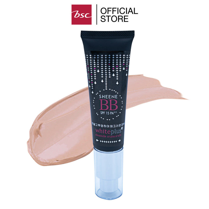 [ แพค 3 ชิ้น ] SHEENE WHITE PLUS BB CREAM ครีมปรับสภาพผิวหน้าที่รวมเอาเมคอัพเบส ครีมรองพื้น กันแดด และสารบำรุง ICCSHOPPING