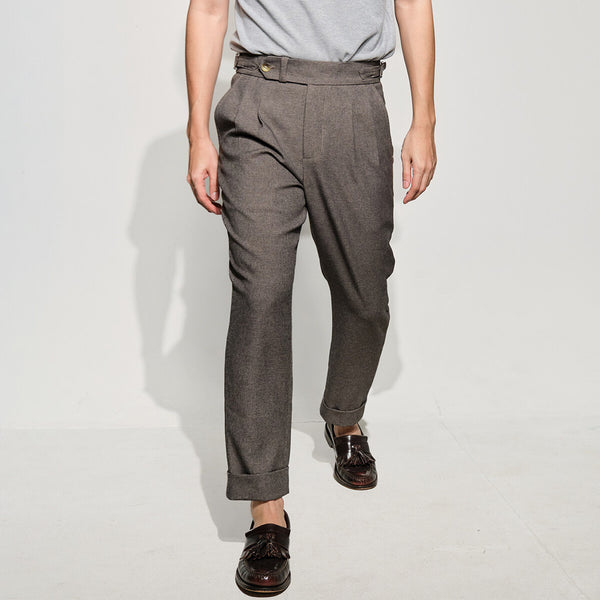 era-won กางเกงขายาว รุ่น Double Belts Trousers V5 ทรง Skinny Crop เอวสูง สี Dark Grey