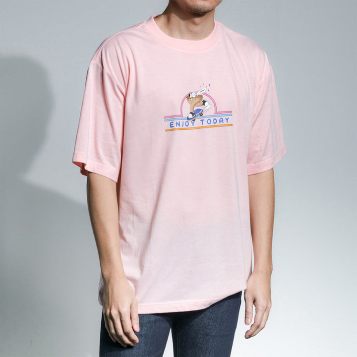 era-won เสื้อยืด T-SHIRT OVERSIZE ART TOY สีLIGHT PINK (คอชั้นเดียว) ICCSHOPPING