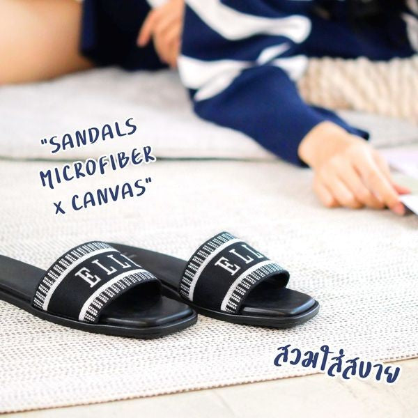 ELLE SHOES รองเท้าแบบสวมส้นเตี้ย -SANDELS แต่ง LOGO ELLE  มี 2 สี รุ่น- ELSM004 ICCSHOPPING