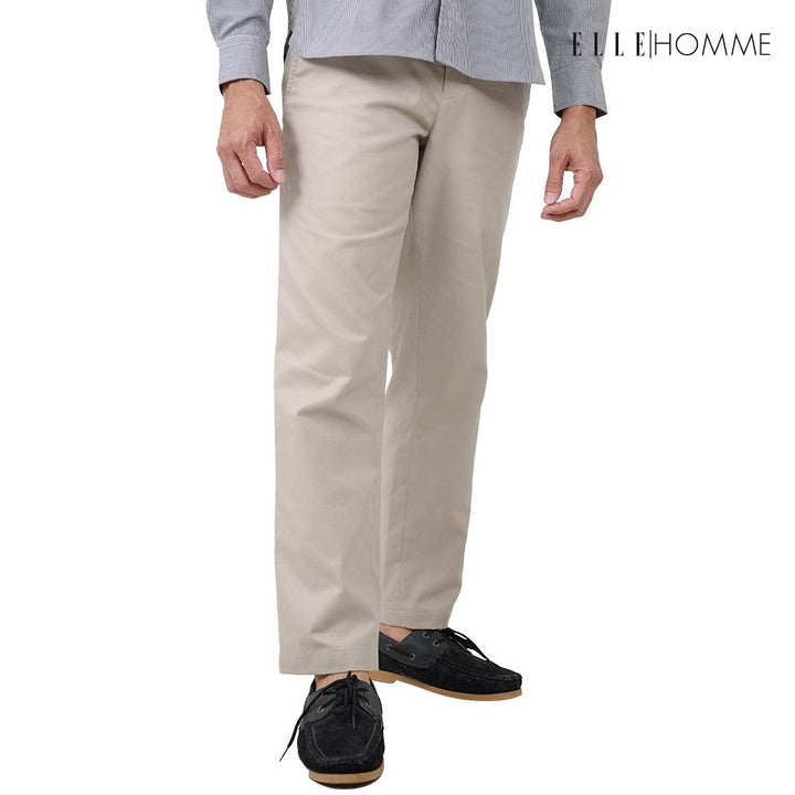 ELLE HOMME | กางเกงขายาวชิโน่ ทรงสลิมฟิต เนื้อผ้า Cotton 100% ใส่สบาย ระบายอากาศได้ดี | W8L274 ICCSHOPPING