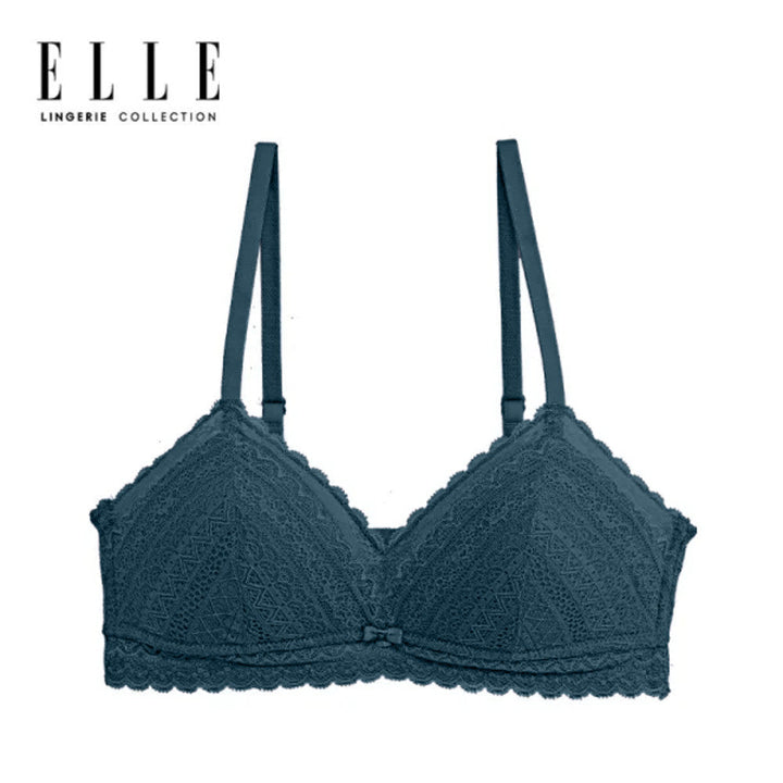 ELLE Lingerie Padded bra ยกทรงรูปแบบเต้าสามเหลี่ยมไม่มีโครงตกแต่งผ้าลูกไม้ - LB6735 ICCSHOPPING