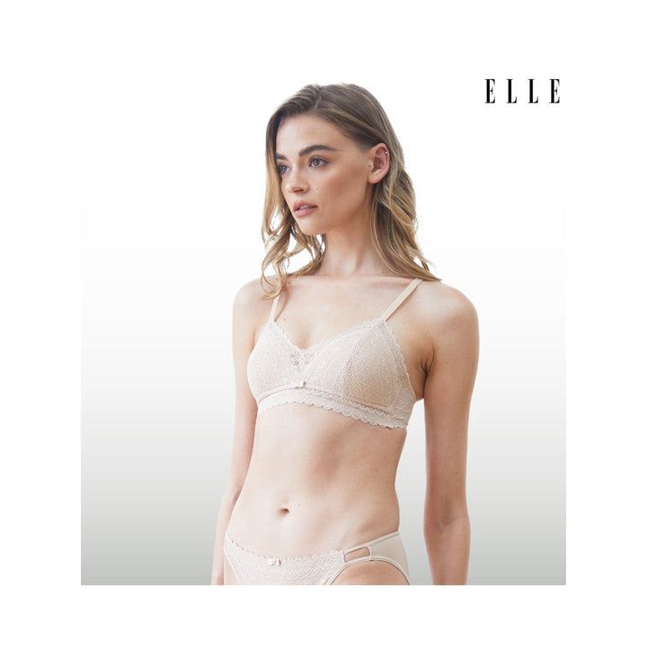 ELLE Lingerie Padded bra ยกทรงรูปแบบเต้าสามเหลี่ยมไม่มีโครงตกแต่งผ้าลูกไม้ - LB6735 ICCSHOPPING