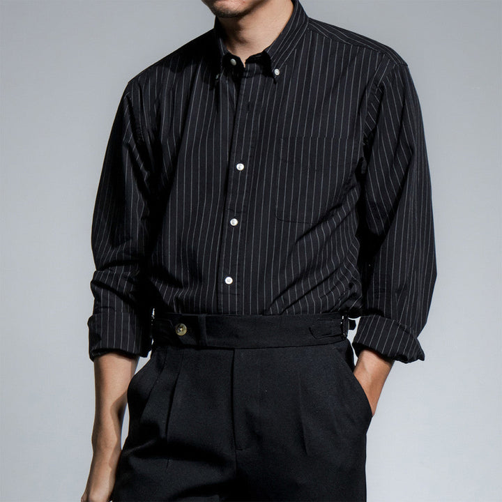 era-won Premium Quality เสื้อเชิ้ต คอปก Dress shirt  แขนยาว สี Black era-won