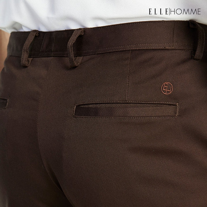 ELLE HOMME กางเกงชิโน่ ทรงสลิมฟิต ปักโลโก้ EH สีน้ำตาล W8L275 