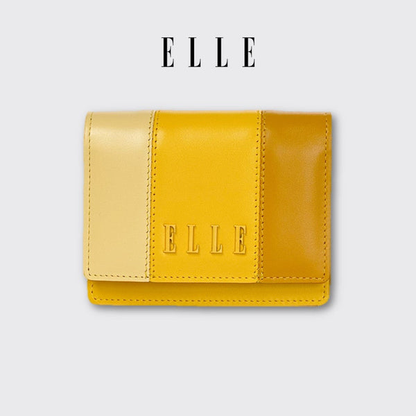ELLE BAG กระเป๋าใส่นามบัตรและธนบัตรหนังวัวแท้ ใส่การ์ดได้ 9 ช่อง สีเหลือง EWA151 YE ICCSHOPPING