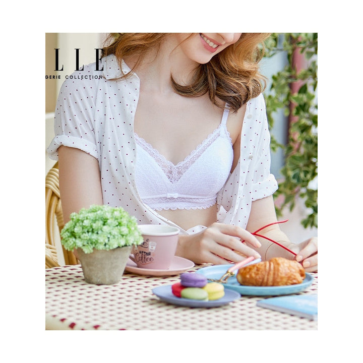 ELLE Lingerie Padded bra ยกทรงรูปแบบเต้าสามเหลี่ยมไม่มีโครงตกแต่งผ้าลูกไม้ - LB6735 ICCSHOPPING
