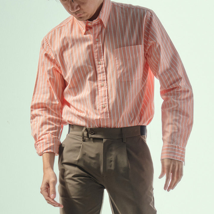 era-won Premium Quality เสื้อเชิ้ต คอปก Dress shirt Regular Shirt แขนยาว สี Orange 