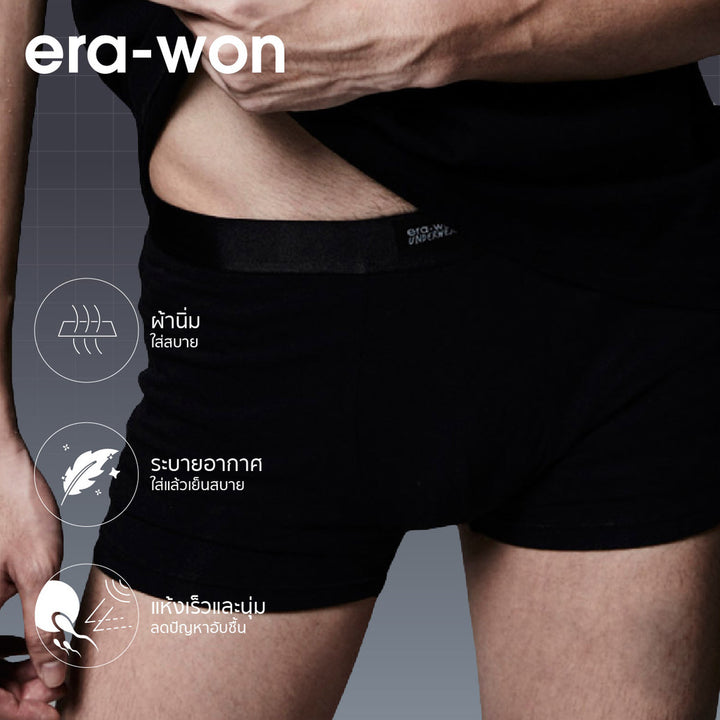 era-won กางเกงในไข่สะอาด Zinc Plus Anti-bac Underwear trunks สี Black 