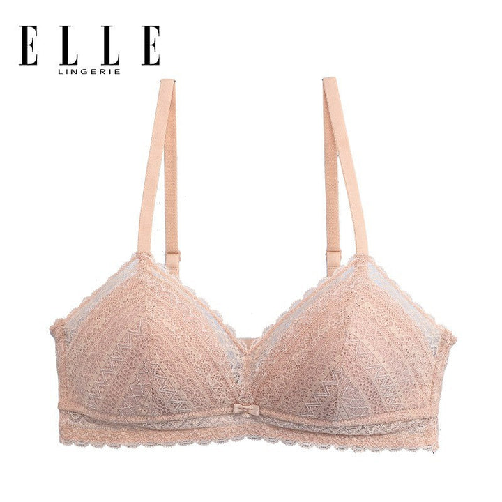 ELLE Lingerie Padded bra ยกทรงรูปแบบเต้าสามเหลี่ยมไม่มีโครงตกแต่งผ้าลูกไม้ - LB6735 ICCSHOPPING