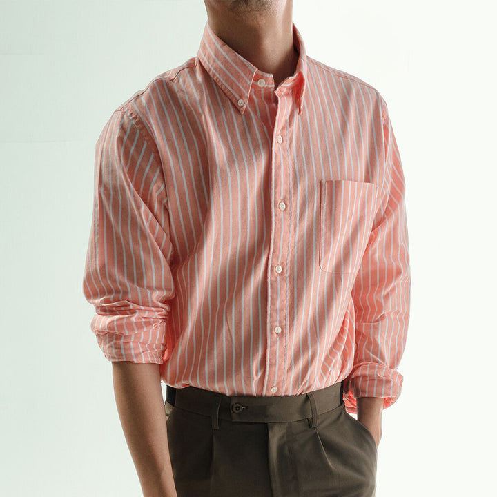 era-won Premium Quality เสื้อเชิ้ต คอปก Dress shirt Regular Shirt แขนยาว สี Orange 