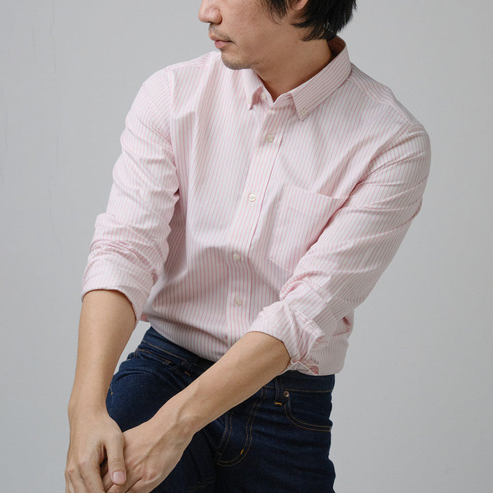 era-won เสื้อเชิ้ต ทรงปกติ แขนยาว รุ่น Dress Shirt Striped สี AlasKa Pink era-won
