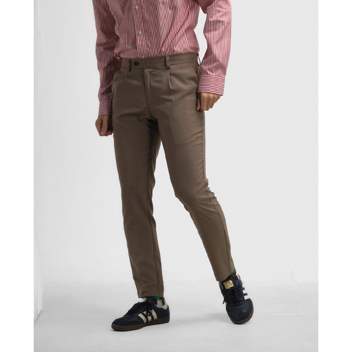 era-won กางเกงทำงานรุ่น Luxury details V3 ทรง Skinny Crop สี Brown 