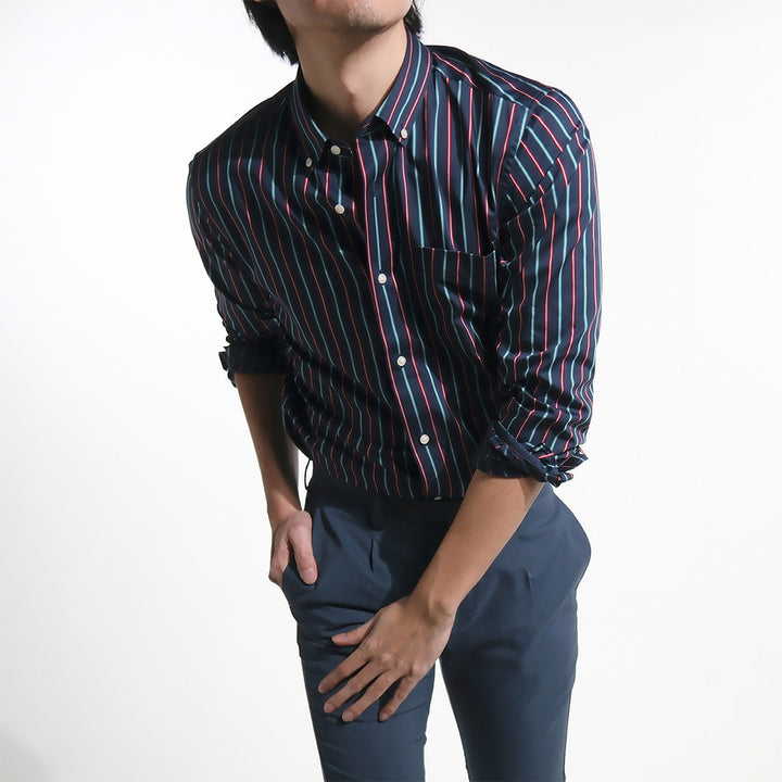era-won Premium Quality เสื้อเชิ้ต คอปก Dress shirt Regular Shirt แขนยาว สี Disco Blue 