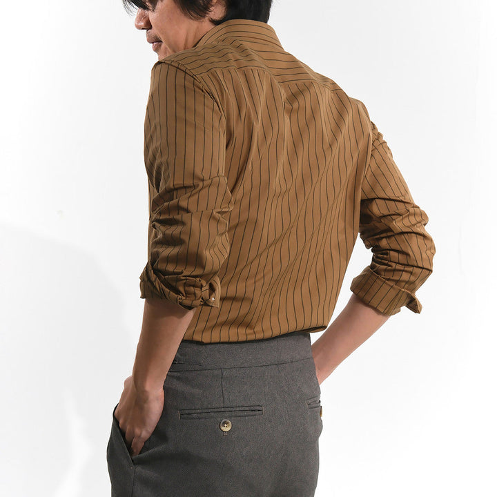 era-won Premium Quality เสื้อเชิ้ต คอปก Dress shirt Regular Shirt แขนยาว สี Snatch Brown era-won