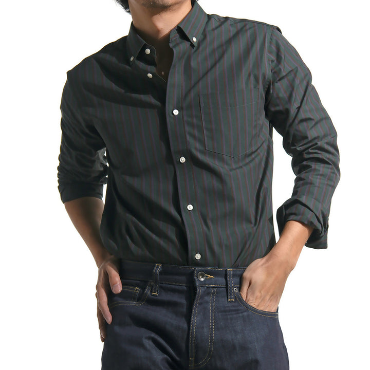 era-won Premium Quality เสื้อเชิ้ต คอปก Dress shirt Regular Shirt แขนยาว สี One Way Dark 