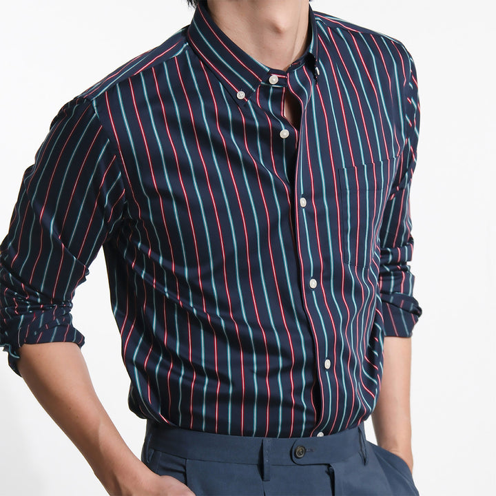 era-won Premium Quality เสื้อเชิ้ต คอปก Dress shirt Regular Shirt แขนยาว สี Disco Blue 