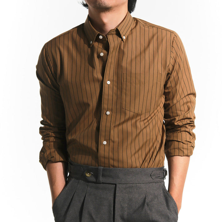 era-won Premium Quality เสื้อเชิ้ต คอปก Dress shirt Regular Shirt แขนยาว สี Snatch Brown era-won