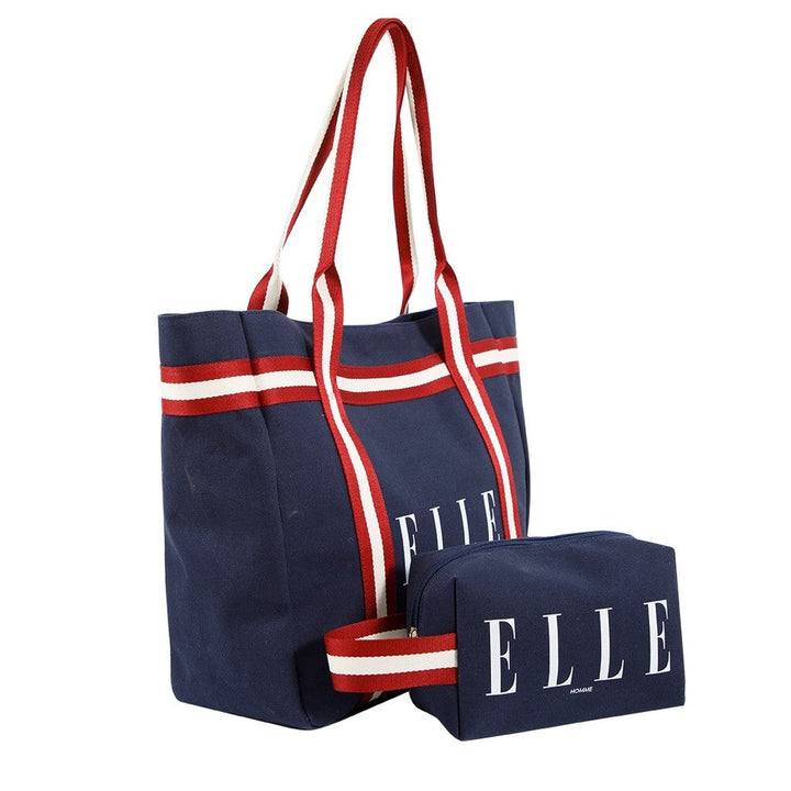 ELLE HOMME BAG กระเป๋าช้อปปิ้งใบใหญ่ผ้าแคนวาส   มีกระเป๋าใบเล็ก  อยู่ด้านใน มีช่องแบ่งใส่ของติดแป๊ะแม่เหล็ก รุ่นH8H014 ELLE HOMME