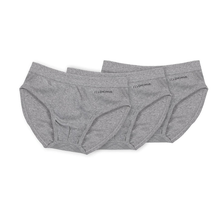 ELLE HOMME |  กางเกงในชาย ทรง BRIEF  PACK 3  100% COTTON RIB ขอบเอว SPANDEX รุ่น | KUF9999 ICCSHOPPING